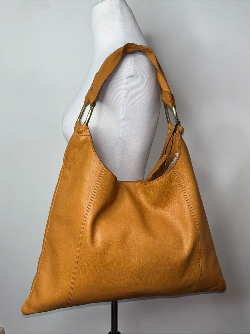 Margot New York Dakota Cognac Brown Leather Large Shoulder Hobo Bag Tote NWT